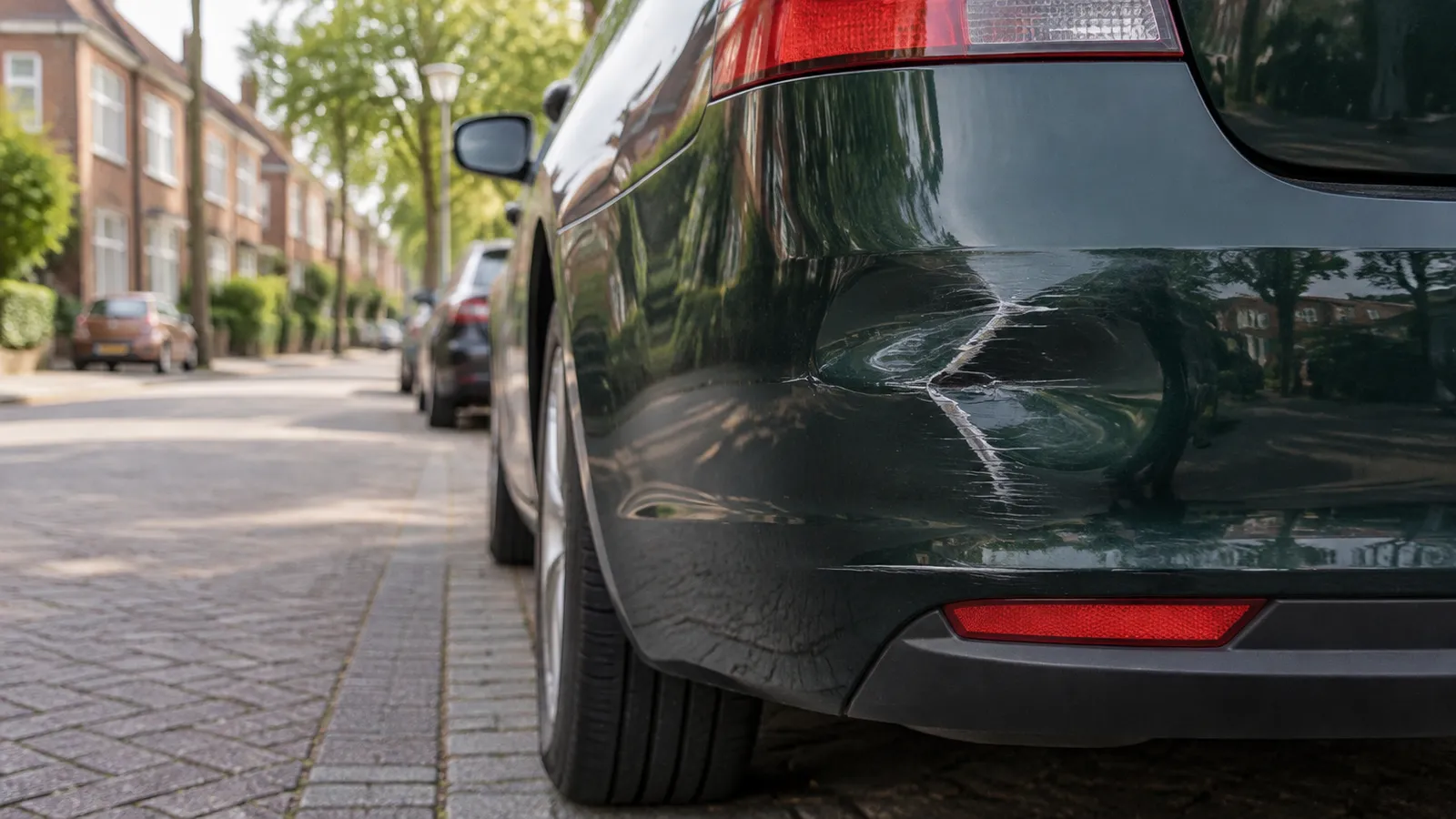 Kleine deuk en kras in de achterbumper van een geparkeerde auto, schadevrije jaren berekenen na een schade - Bouvy Advies