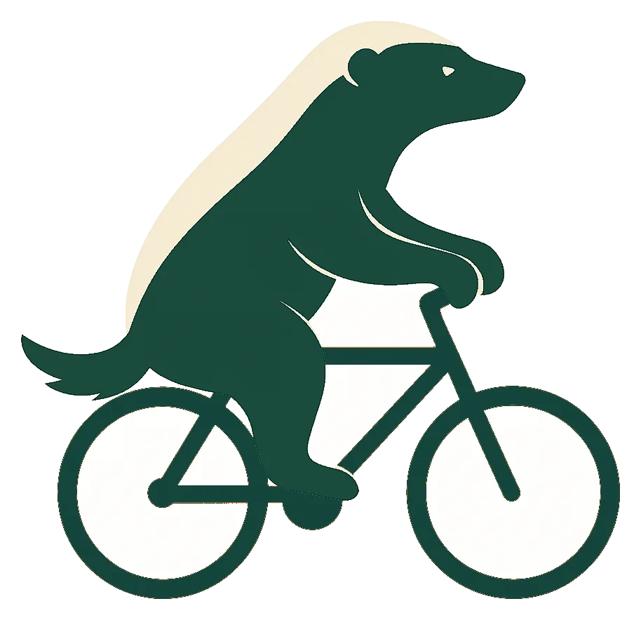 De honingdas van Bouvy Advies rijdt op een fiets